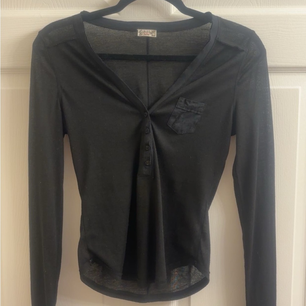 Free People Sheer Long Sleeve Henley